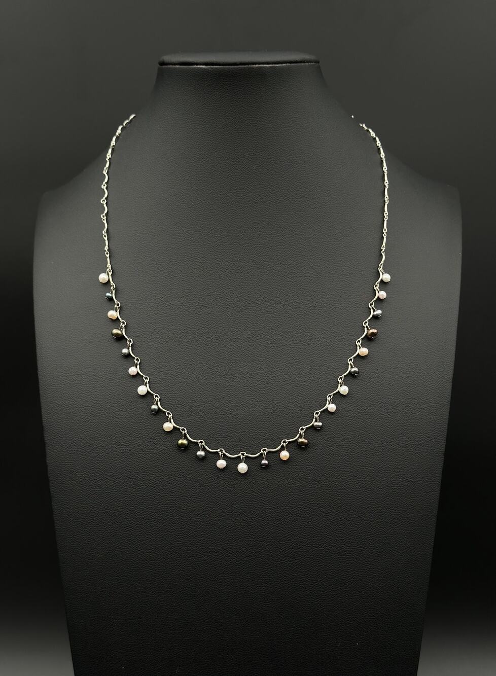 Sterling Silver Multicolor Freshwater Pearl Dangle Necklace, 925